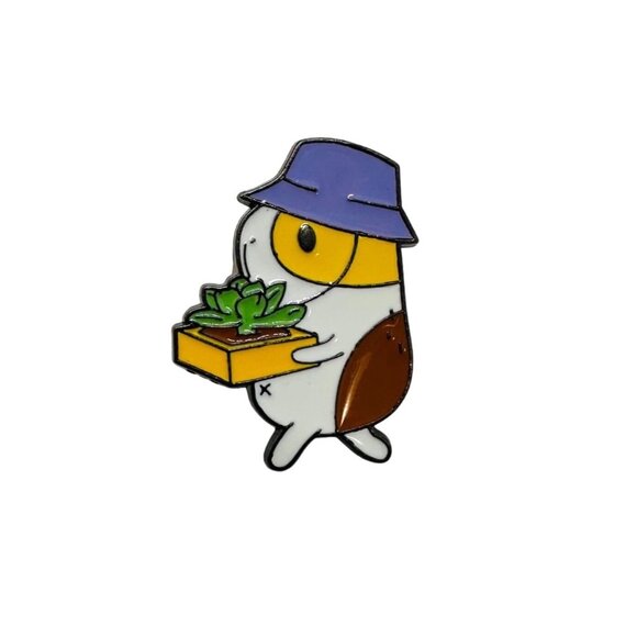 ⭐Hamster Guinea Pig Pet Succulent Gardener Pin With Hat & Plant Animal Broch Cuy - Picture 4 of 6